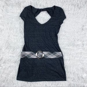 Gray Short Sleeve + front belt + open back by Deb